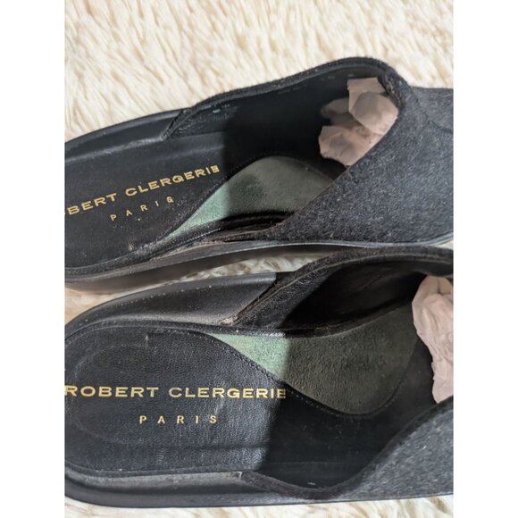 Robert Clergerie Paris Black Felt Slip-On Mules Platform Sole Shoes Size 39 - Picture 5 of 11